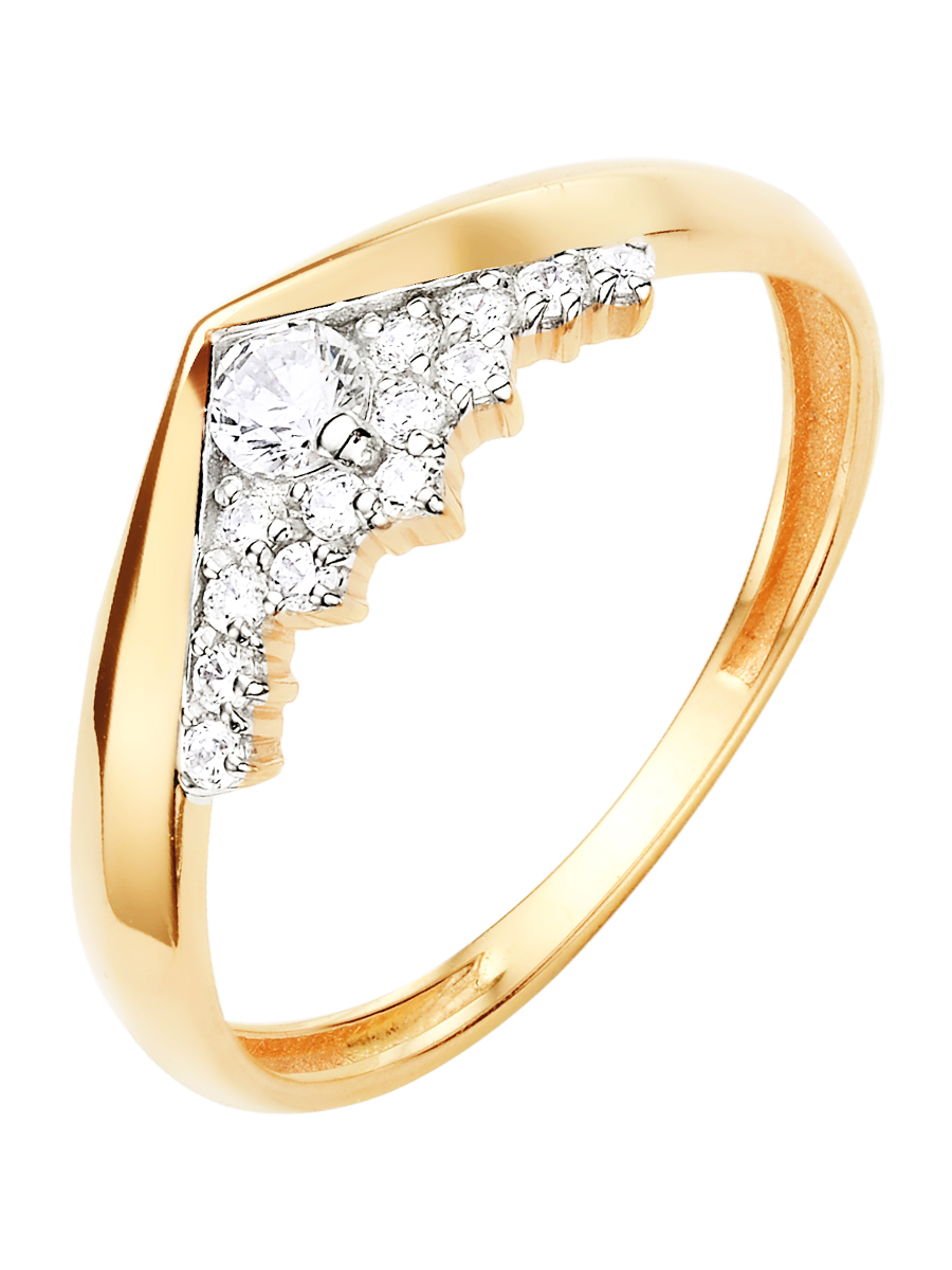 Кольцо из красного золота с фианитами