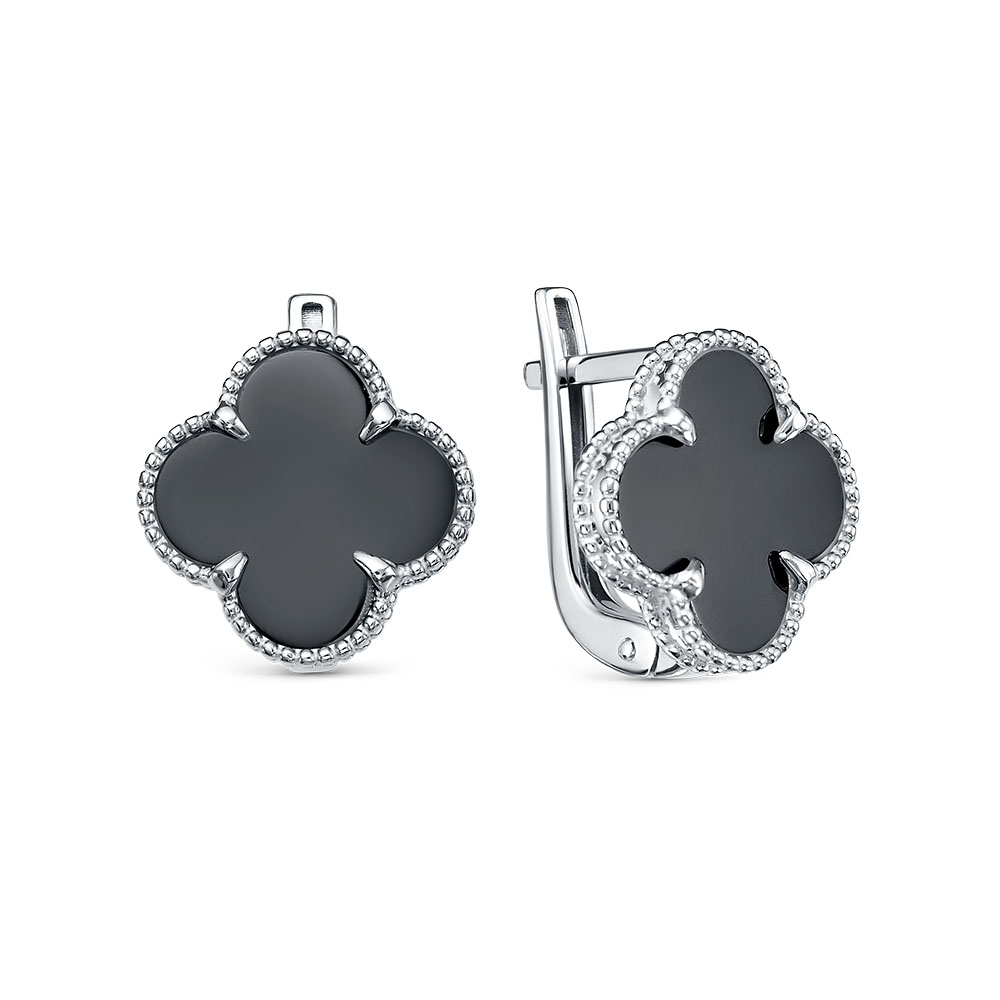 Серьги из серебра с ониксом