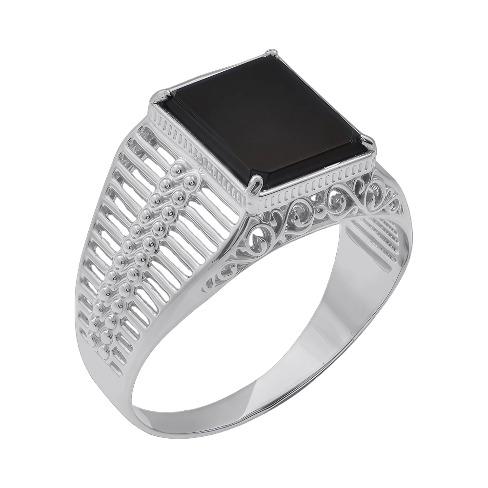 Ювелирное изделие - Мужская печатка из серебра с агатом в магазине Best-Gold 142136