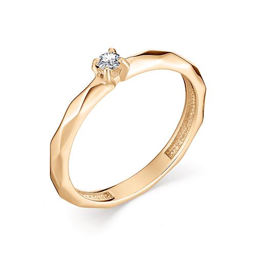 Кольцо помолвочное из красного золота с бриллиантом