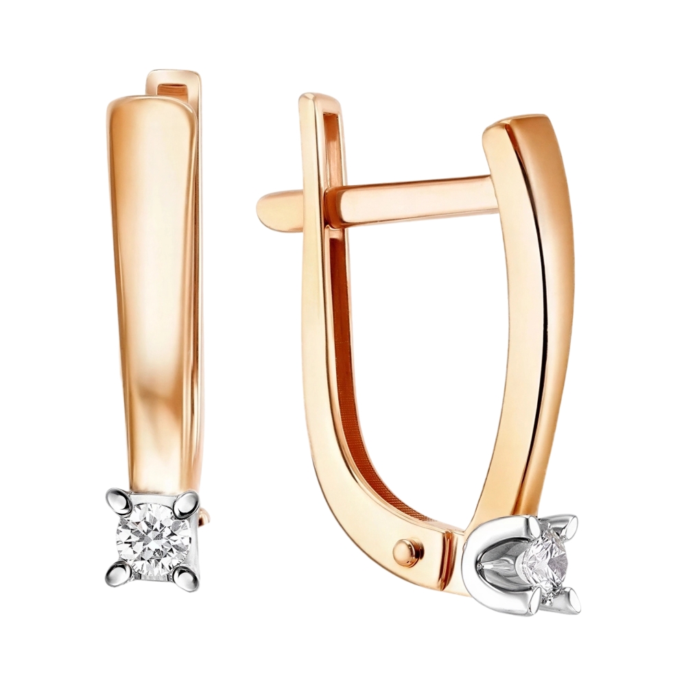 Серьги из красного золота с бриллиантами