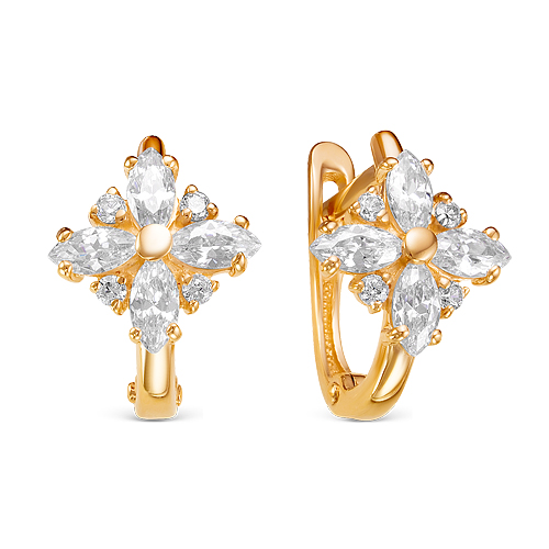 Ювелирное изделие - Серьги из красного золота с фианитами в магазине Best-Gold 126143