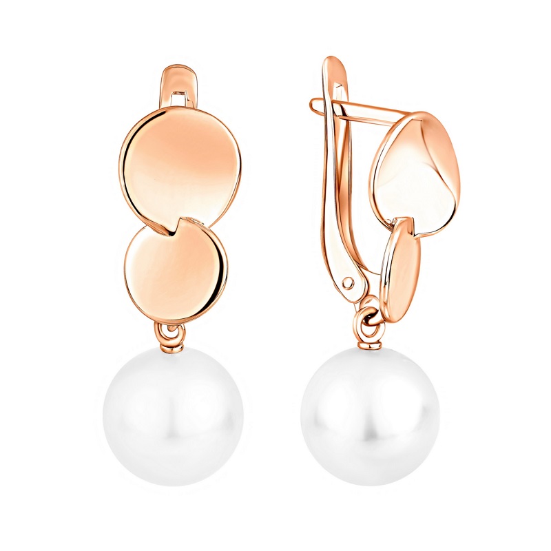 Ювелирное изделие - Серьги из красного золота с жемчугом в магазине Best-Gold 152948