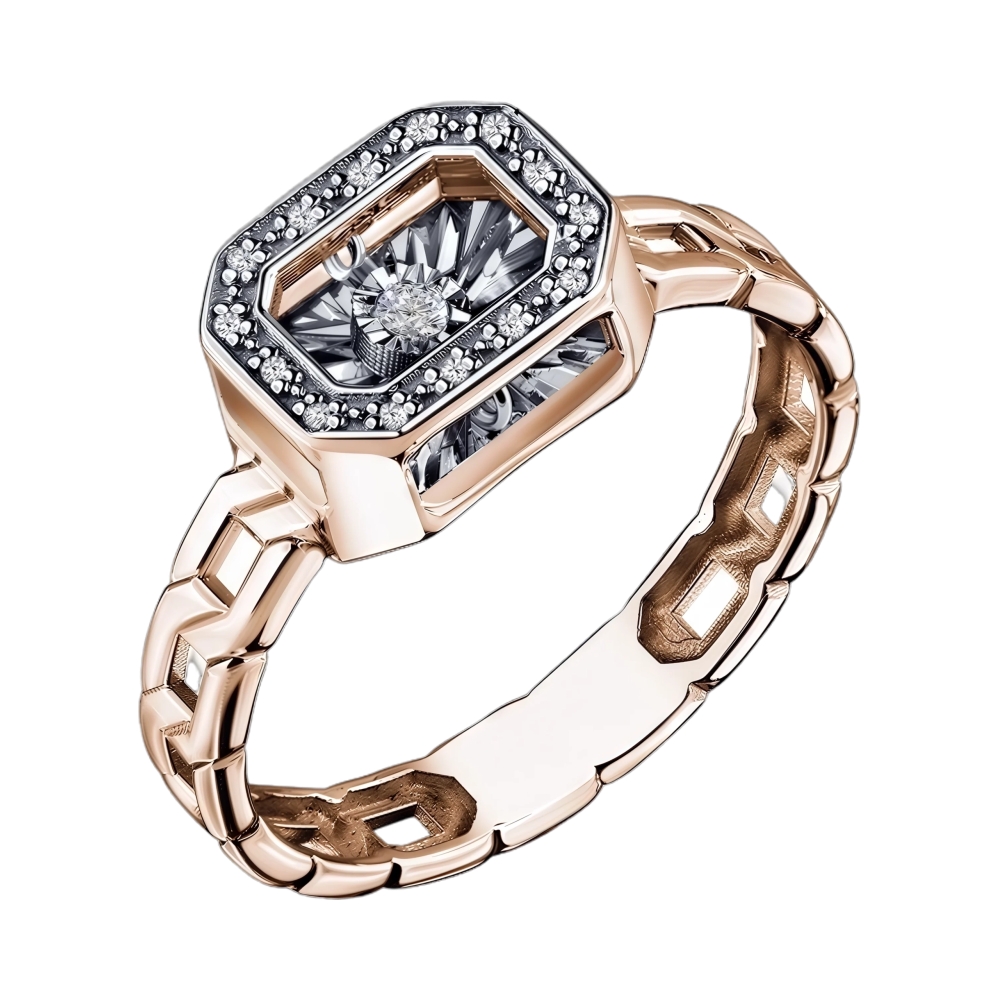 Ювелирное изделие - Кольцо из красного золота с бриллиантами в магазине Best-Gold 139907