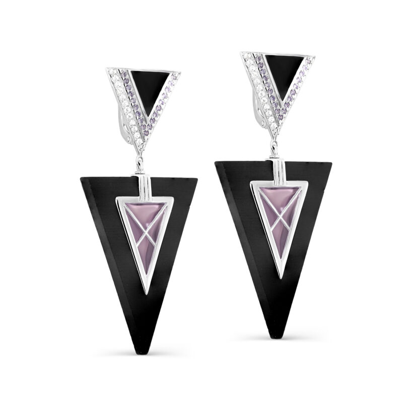 Ювелирное изделие - Серьги из серебра с фианитами и деревом граб в магазине Best-Gold 076052