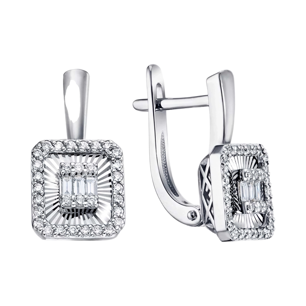 Серьги из белого золота с бриллиантами