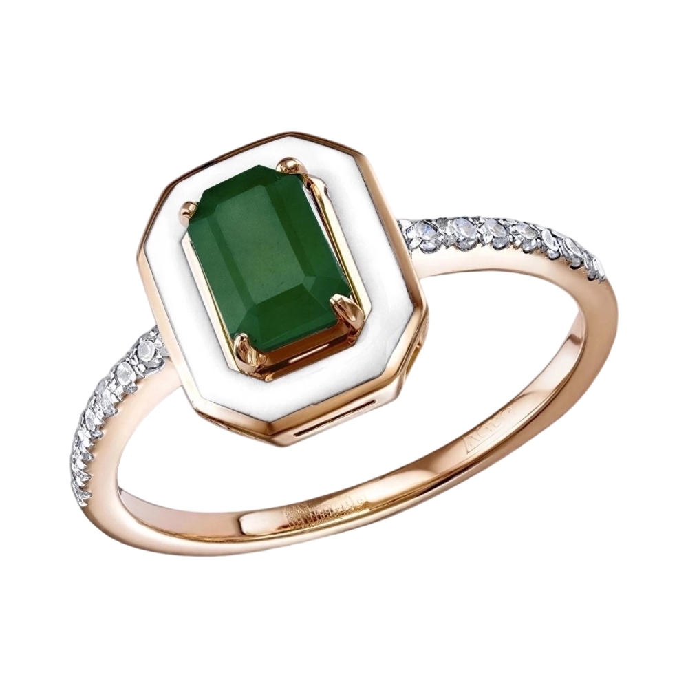 Кольцо из красного золота с турмалином и бриллиантами