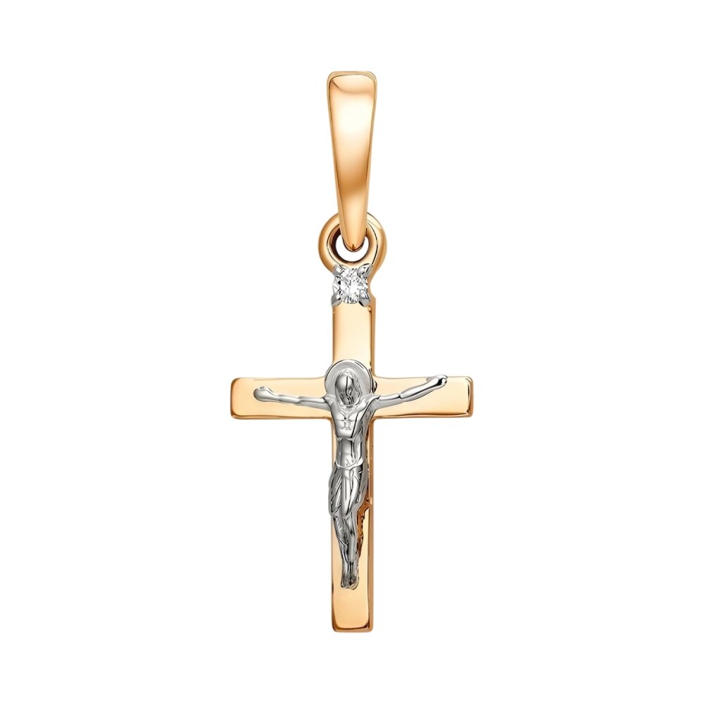 Ювелирное изделие - Крест из красного золота с бриллиантом в магазине Best-Gold 156083