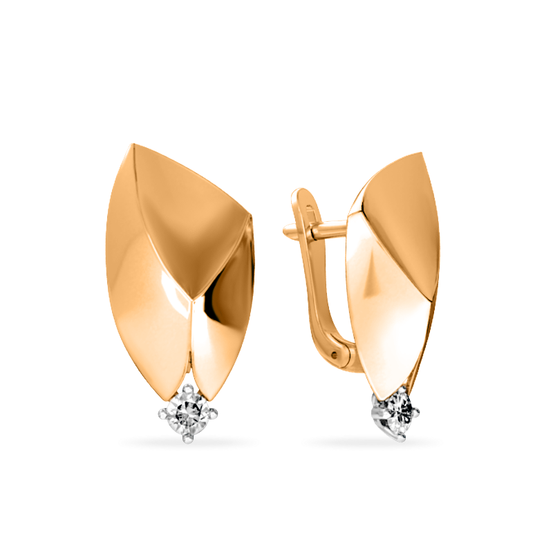 Ювелирное изделие - Серьги из красного золота с фианитами в магазине Best-Gold 102571