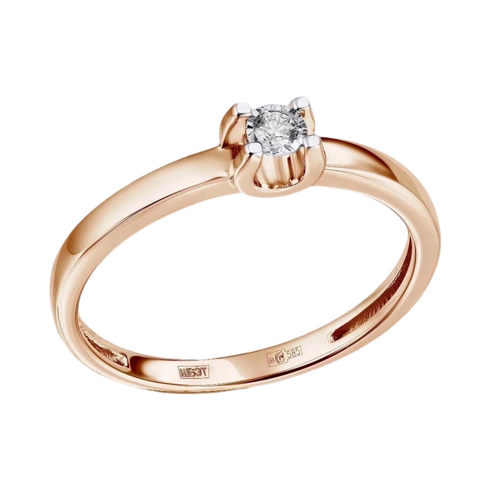 Ювелирное изделие - Кольцо помолвочное из красного золота с бриллиантом в магазине Best-Gold 035356