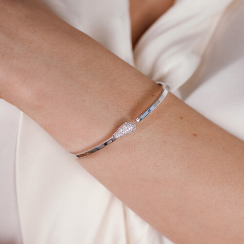 Ювелирное изделие - Браслет жёсткий из белого золота с фианитами в магазине Best-Gold 090069