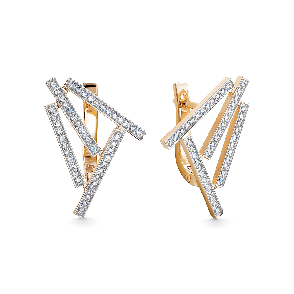 Ювелирное изделие - Серьги из красного золота с бриллиантами в магазине Best-Gold 141713