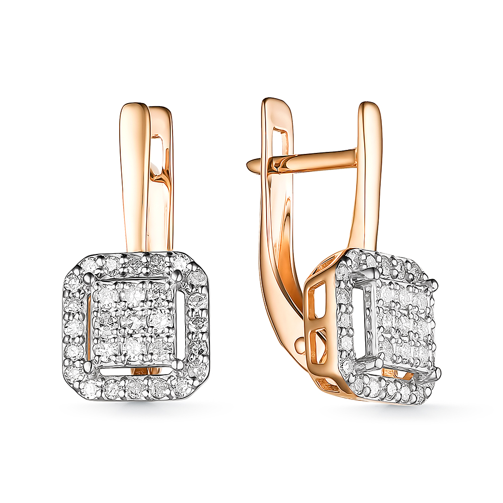 Ювелирное изделие - Серьги из красного золота с бриллиантами в магазине Best-Gold 157326