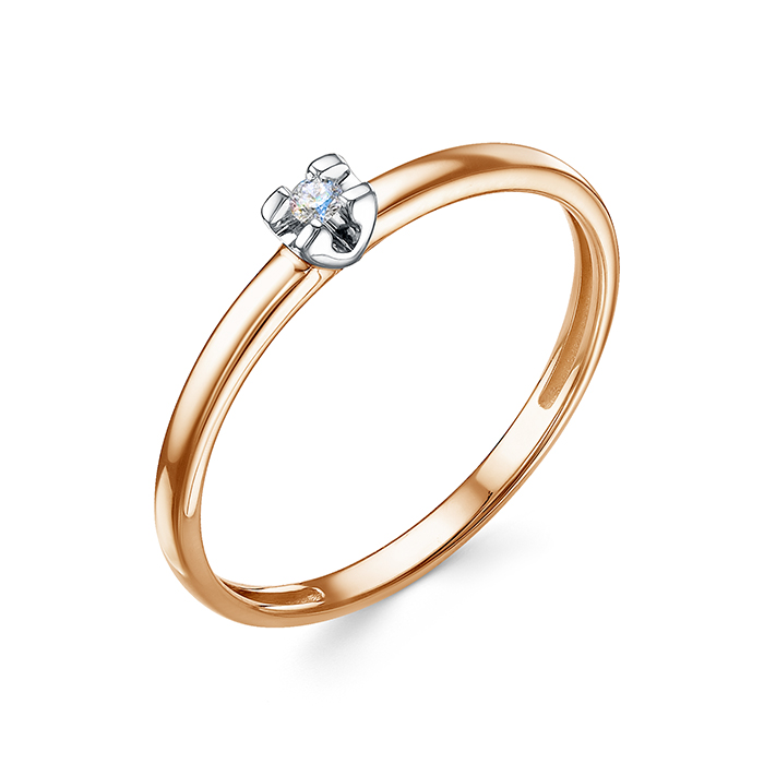 Кольцо из красного золота с бриллиантом