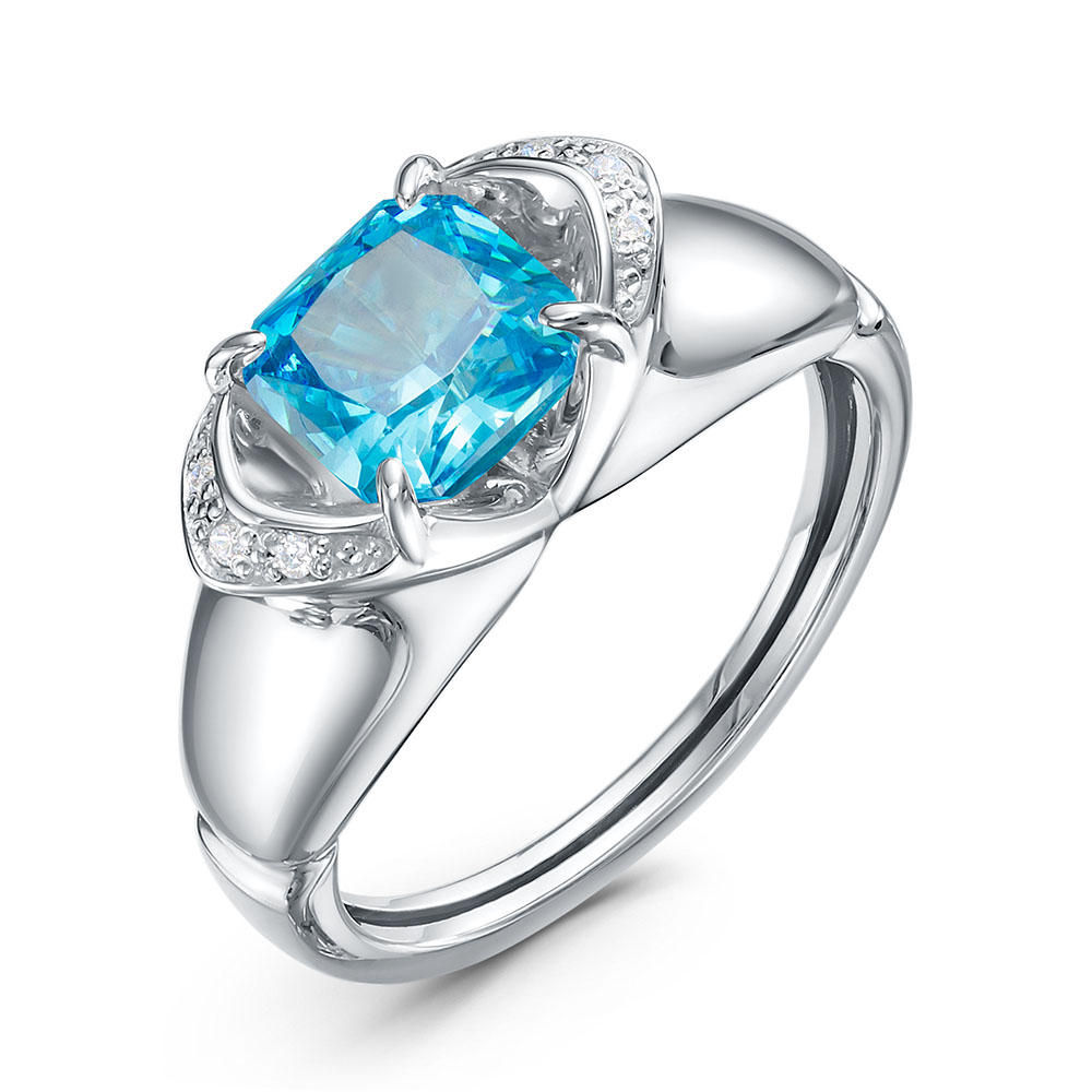 Кольцо из серебра с бриллианитом и фианитами