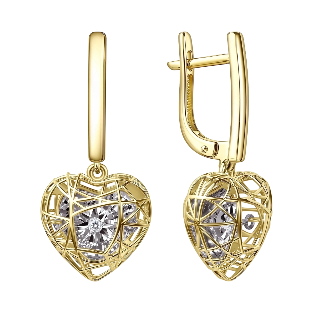 Ювелирное изделие - Серьги из желтого золота с бриллиантом в магазине Best-Gold 156225