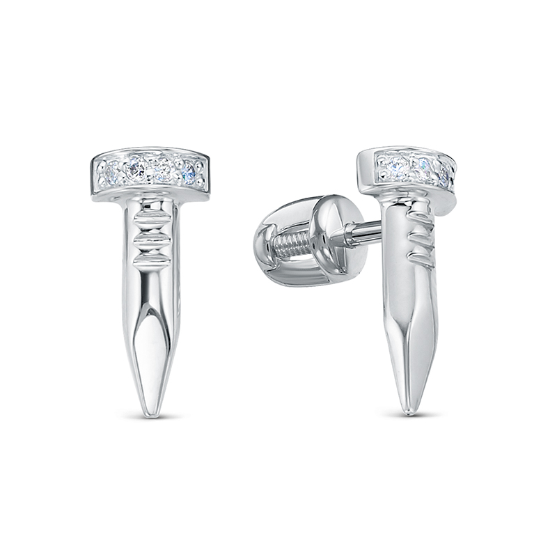 Серьги из белого золота с фианитами