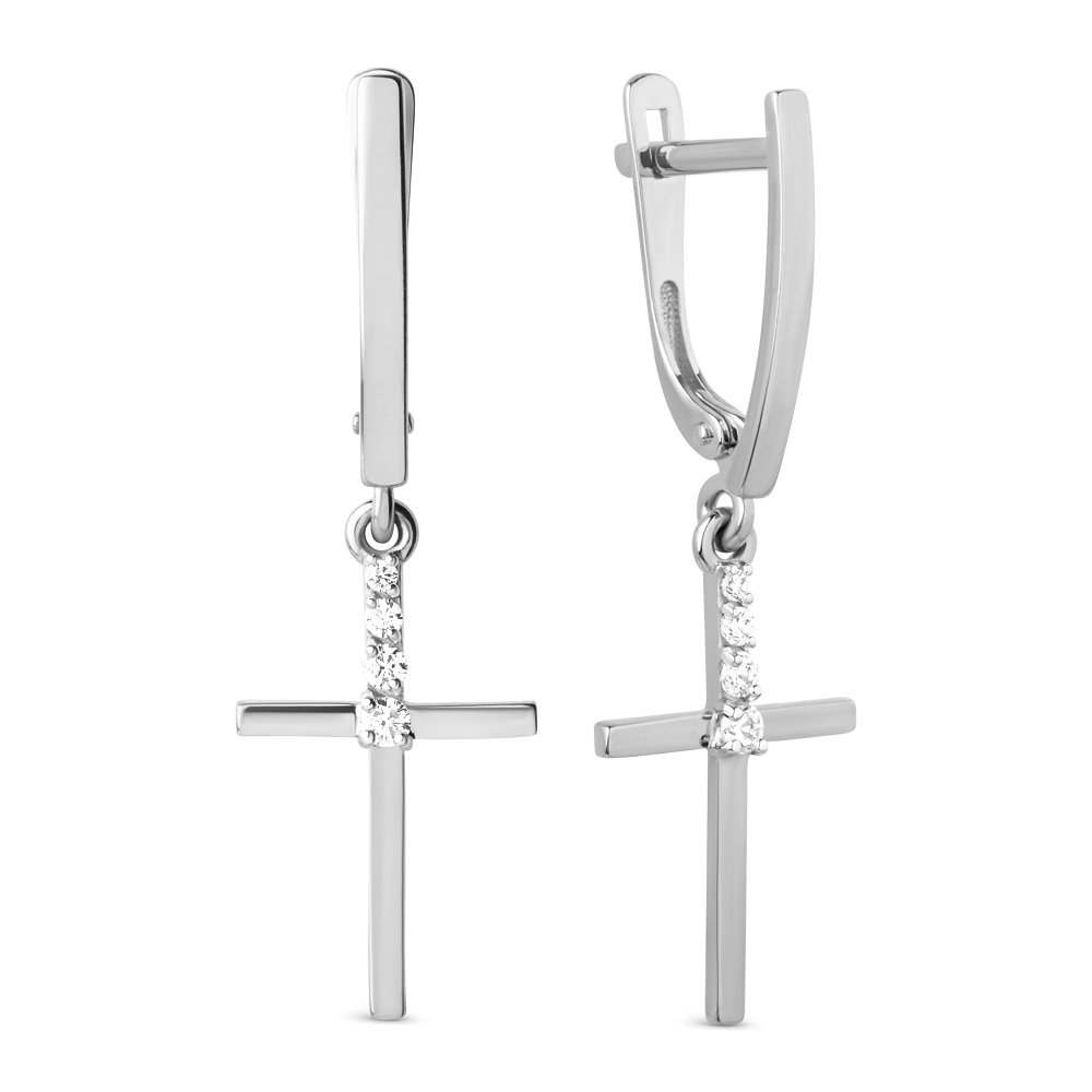 Серьги из белого золота с фианитами