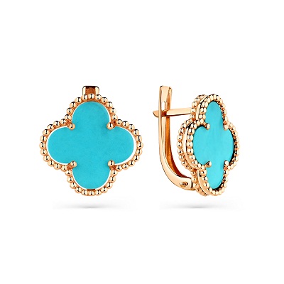 Ювелирное изделие - Серьги из красного золота с бирюзой в магазине Best-Gold 033649