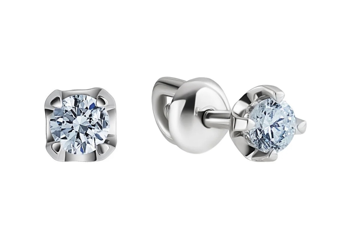 Ювелирное изделие - Серьги из белого золота с бриллиантами в магазине Best-Gold 144086