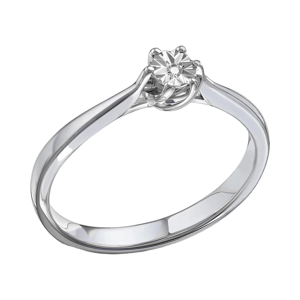 Ювелирное изделие - Кольцо помолвочное из серебра с бриллиантом в магазине Best-Gold 076710