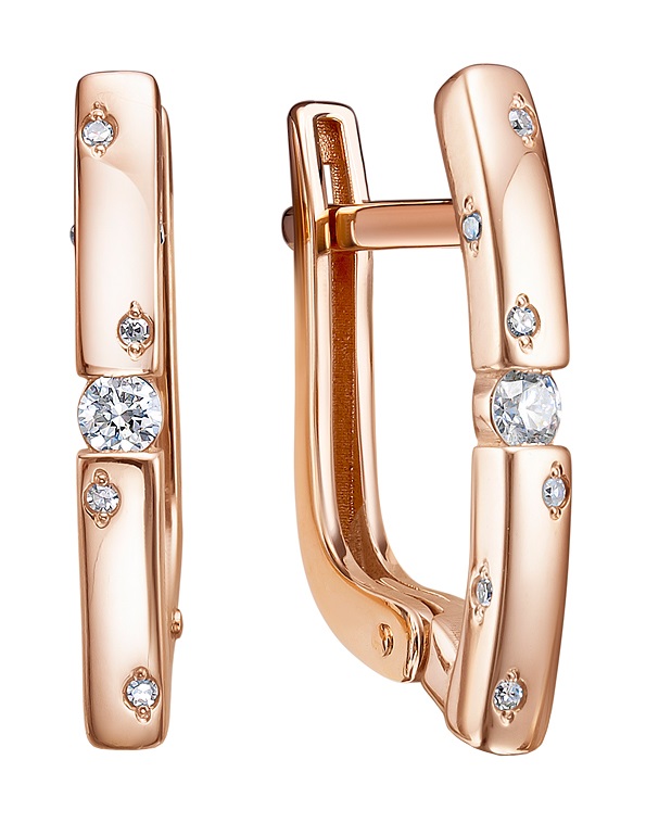 Ювелирное изделие - Серьги из красного золота с бриллиантами в магазине Best-Gold 117397