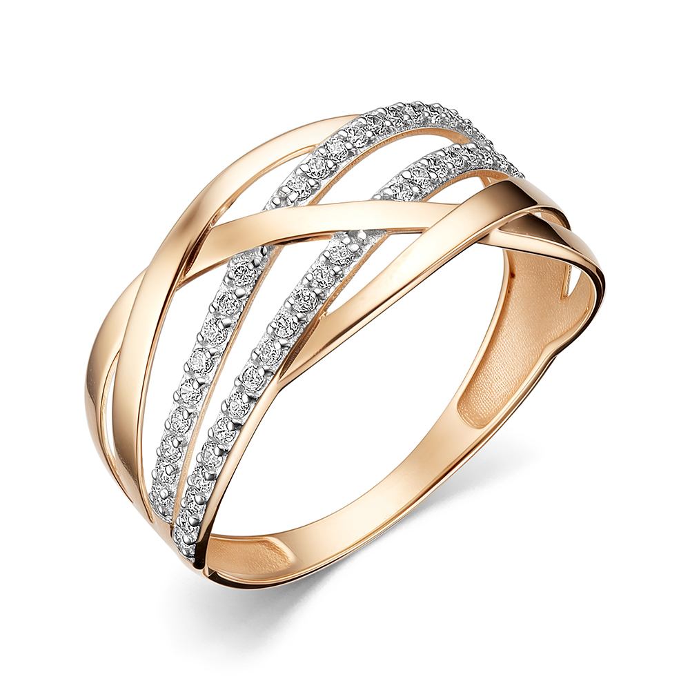 Кольцо из красного золота с фианитами