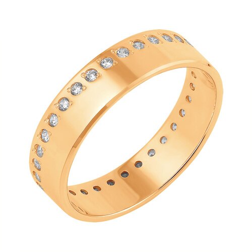 Ювелирное изделие - Обручальное кольцо из красного золота с фианитами в магазине Best-Gold 001705