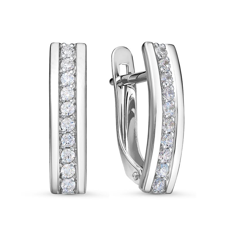 Ювелирное изделие - Серьги из белого золота с фианитами в магазине Best-Gold 029909