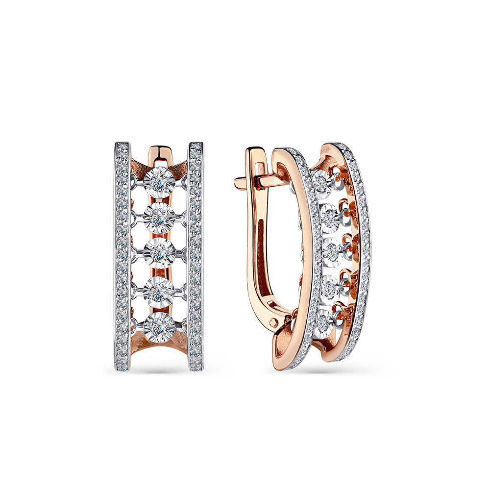 Ювелирное изделие - Серьги из красного золота с бриллиантами в магазине Best-Gold 145577