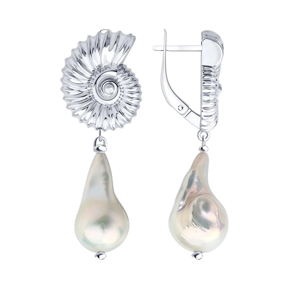 Ювелирное изделие - Серьги из серебра с жемчугом в магазине Best-Gold 152564