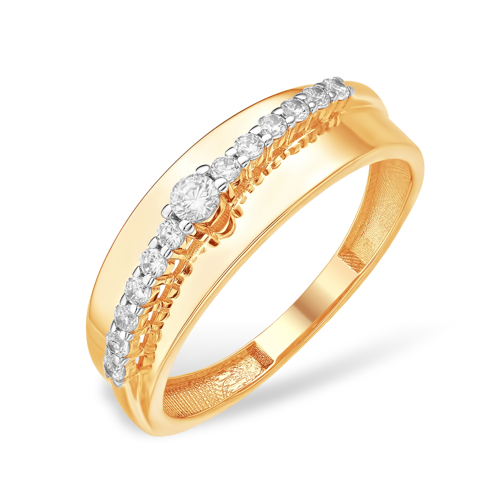 Кольцо из красного золота с фианитами