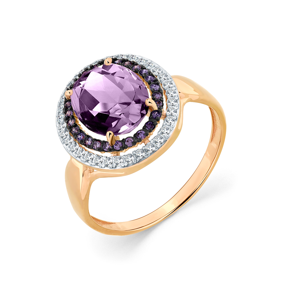 Ювелирное изделие - Кольцо из красного золота с александритом и фианитами в магазине Best-Gold 151665