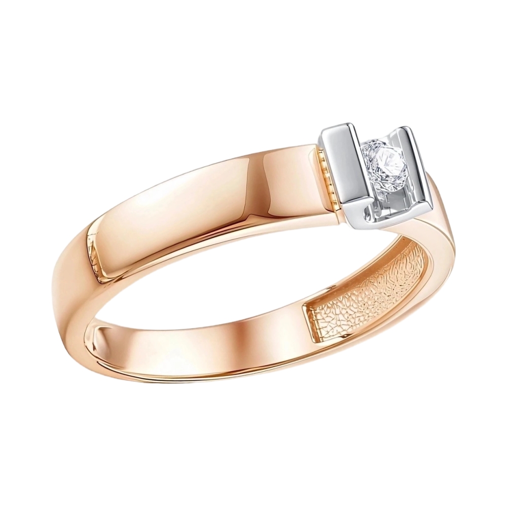 Ювелирное изделие - Кольцо помолвочное из комбинированного золота с бриллиантом в магазине Best-Gold 091638