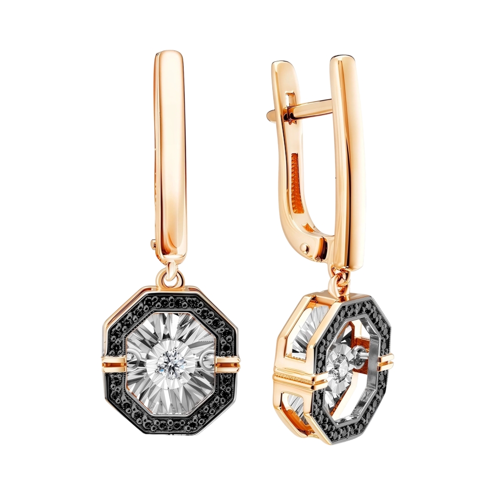 Ювелирное изделие - Серьги из красного золота с бриллиантами в магазине Best-Gold 027977