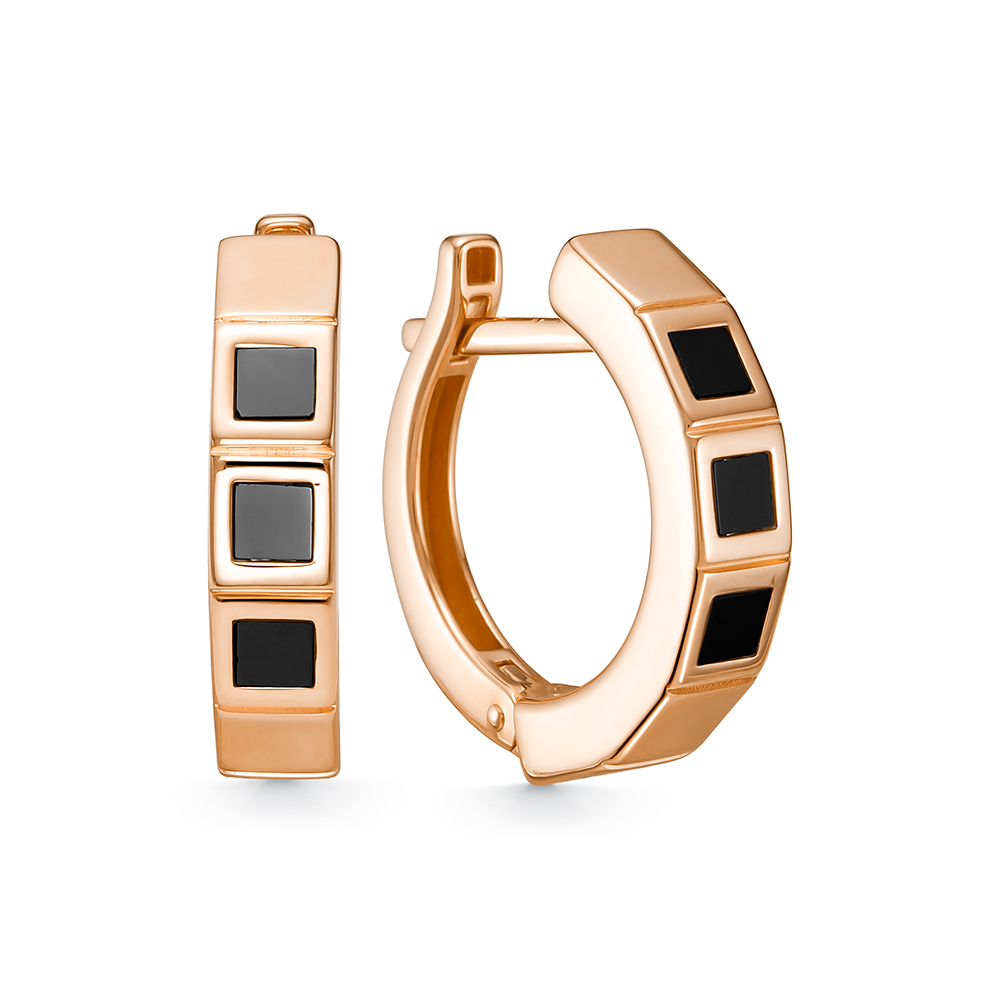 Серьги из красного золота с ониксом