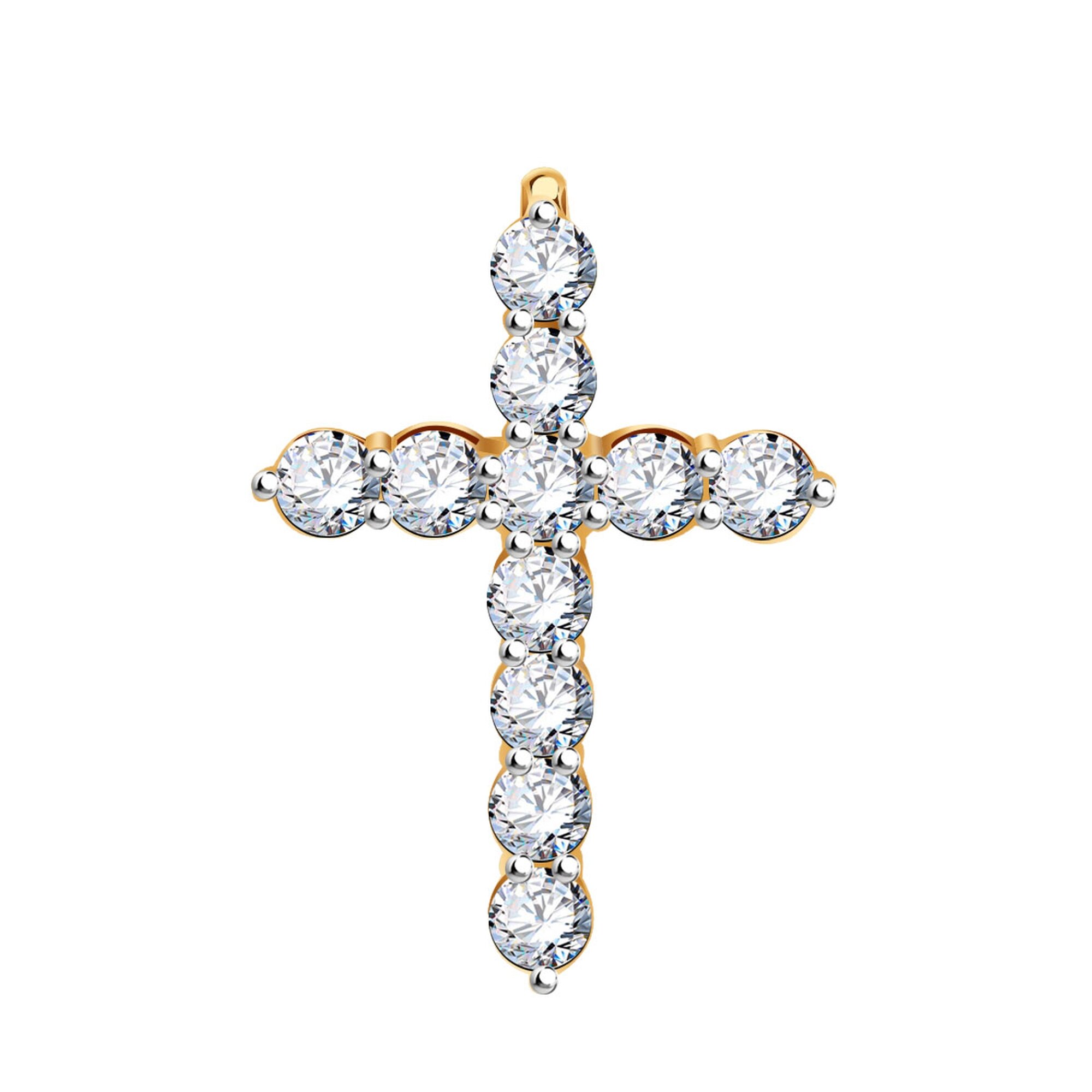 Ювелирное изделие - Крест из красного золота с фианитами в магазине Best-Gold 147628