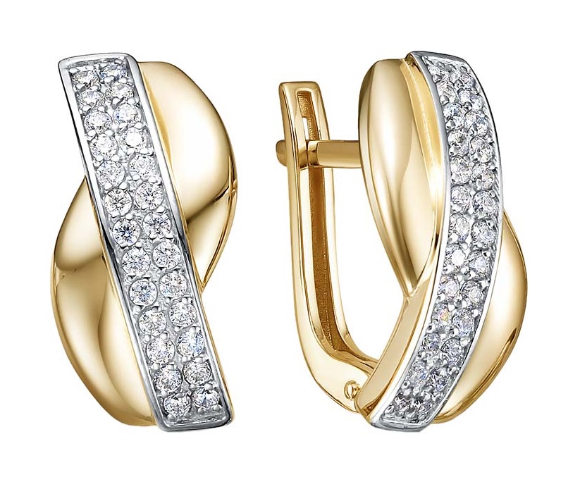 Ювелирное изделие - Серьги из жёлтого золота с фианитами в магазине Best-Gold 034989