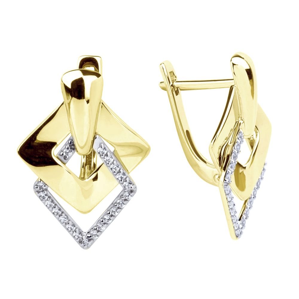 Ювелирное изделие - Серьги из желтого золота с фианитами в магазине Best-Gold 151598