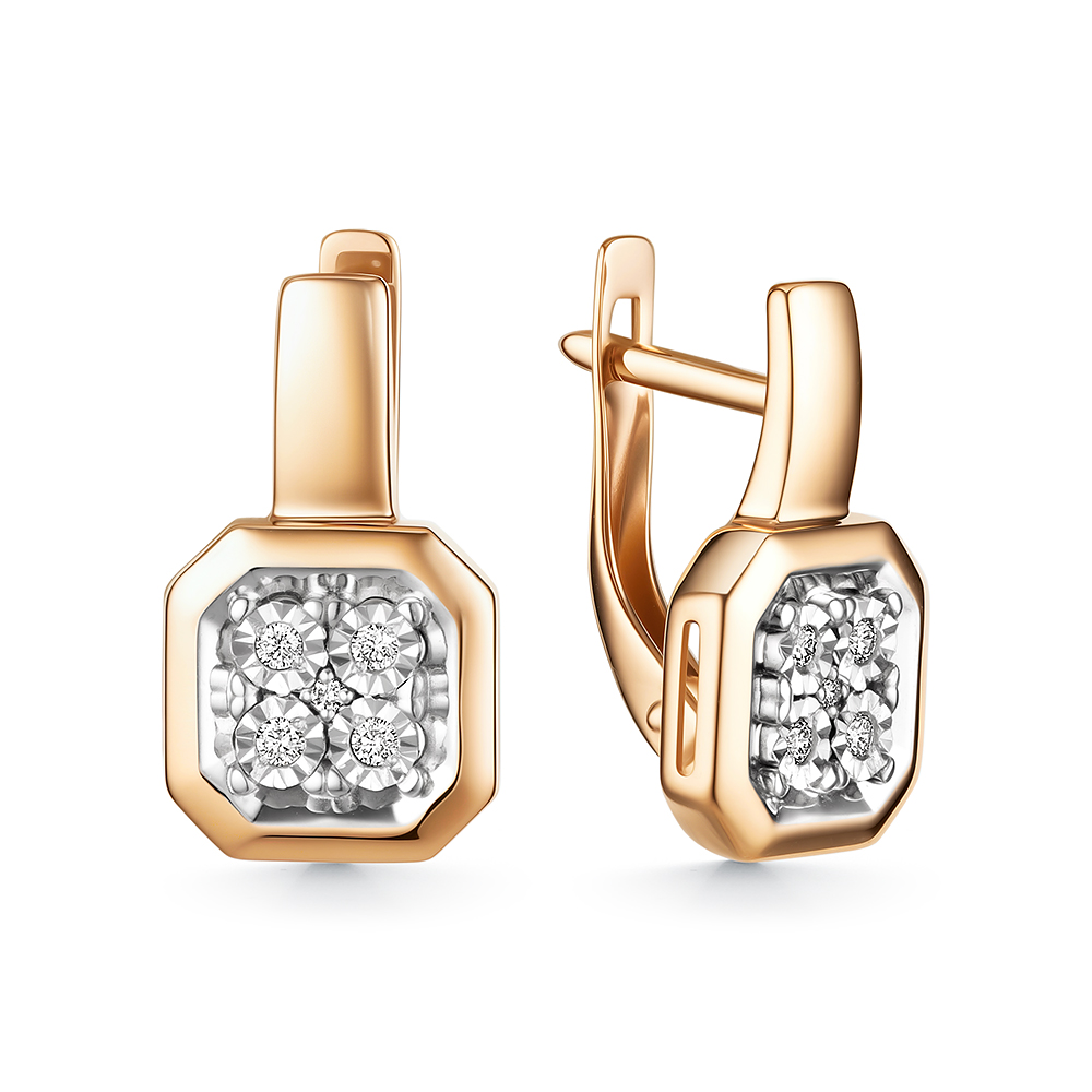 Ювелирное изделие - Серьги из красного золота с бриллиантами в магазине Best-Gold 157324