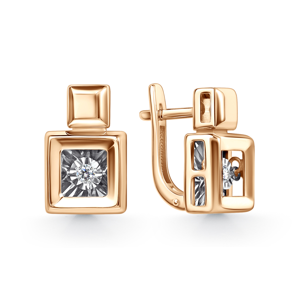 Ювелирное изделие - Серьги из красного золота с бриллиантами в магазине Best-Gold 151344