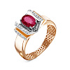 Кольцо из красного золота с рубином и бриллиантами